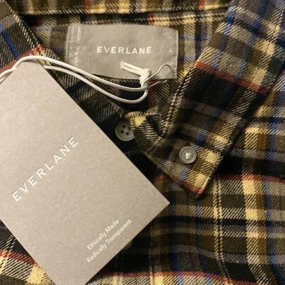 EVERLANE NEW MENS PLAID FLANNEL SHIRT TOP WINTER FALL CASUAL HOLIDAY TOPS SIZE L - Picture 3 of 3